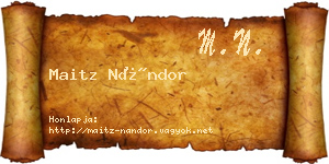 Maitz Nándor névjegykártya